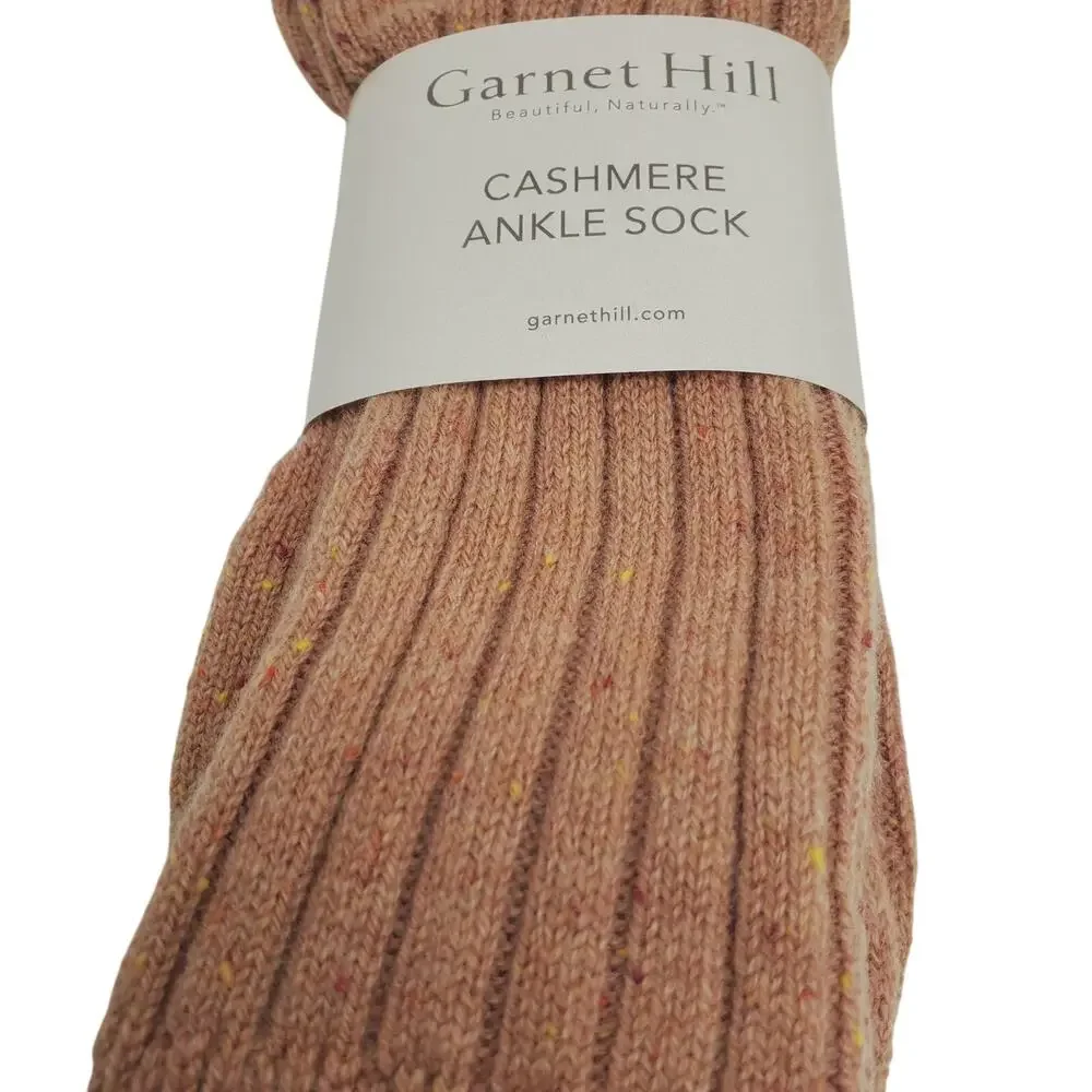 NEW Garnet Hill Ankle Socks 9-11 Berry Donegal 82% Cashmere Warm Cozy Holiday